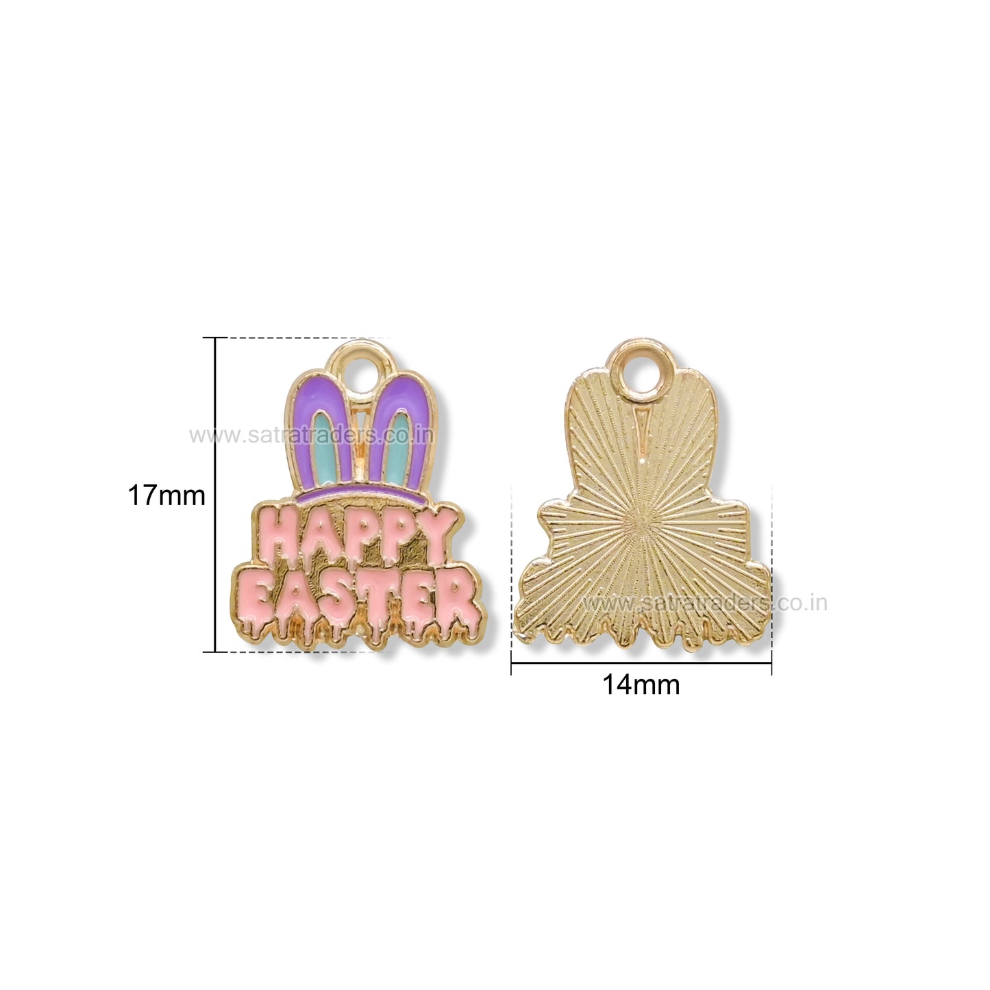 Happy Easter Bunny Ears Enamel Charm | Qty : 10pcs | CHE201