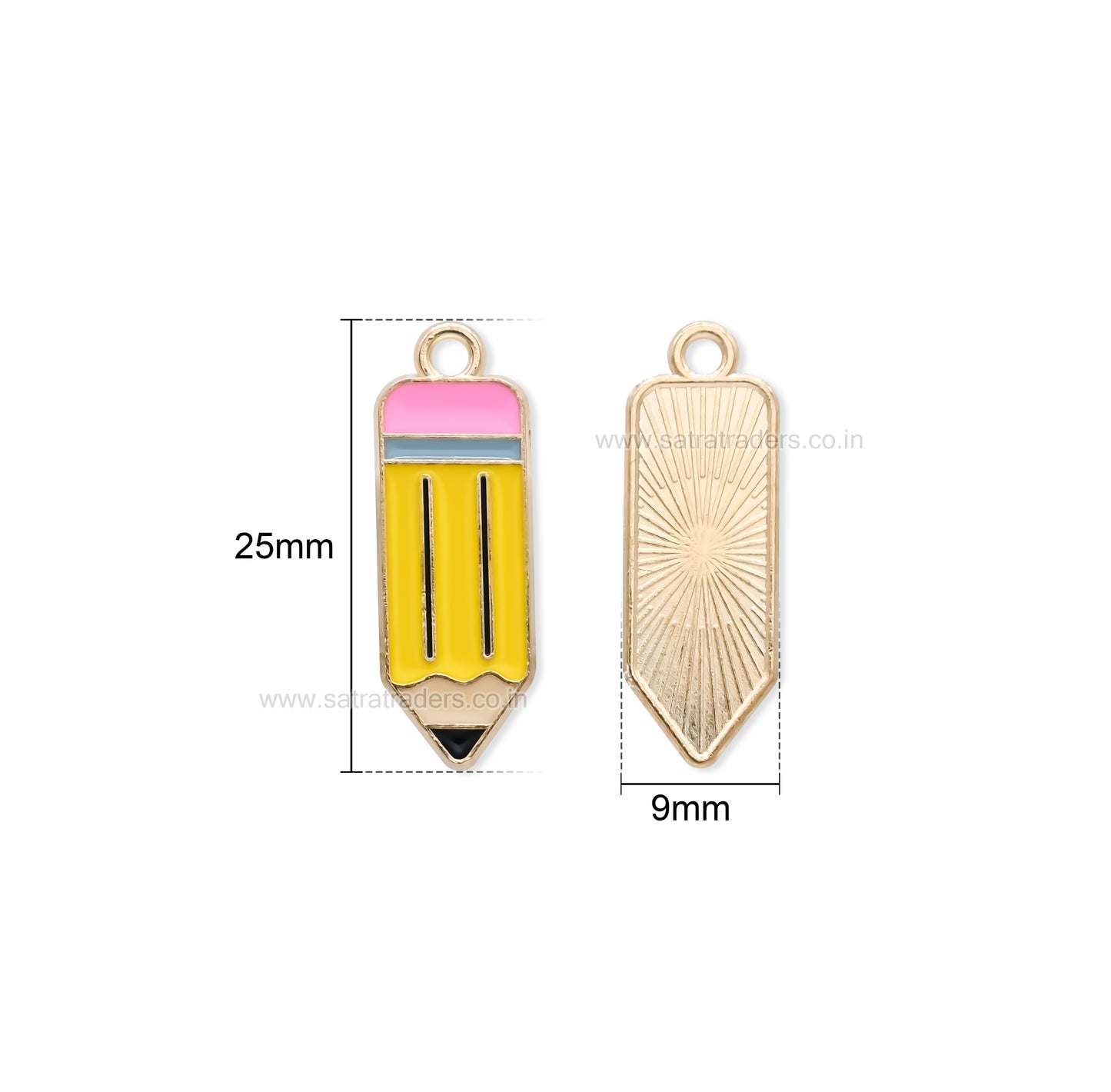 Yellow Pencil Enamel Charm | Size : 25mm | Qty : 10pcs | CHE207