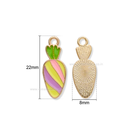 Colorful Enamel Carrot Charm | Size : 22mm | Qty : 10pcs | CHE211