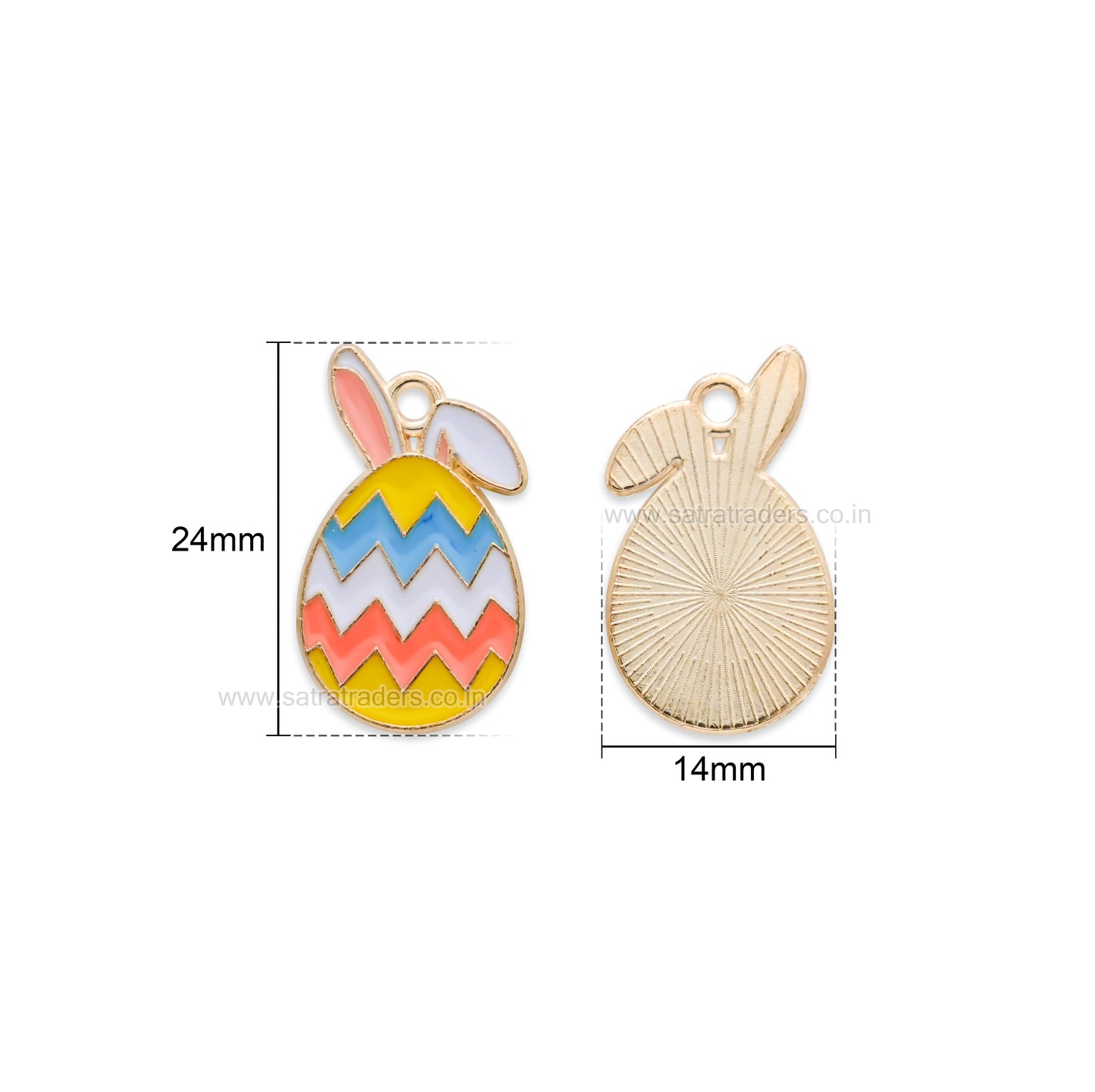 Colorful Enamel Easter Egg Bunny Ears Charm | Size : 24mm | Qty : 10pcs | CHE216