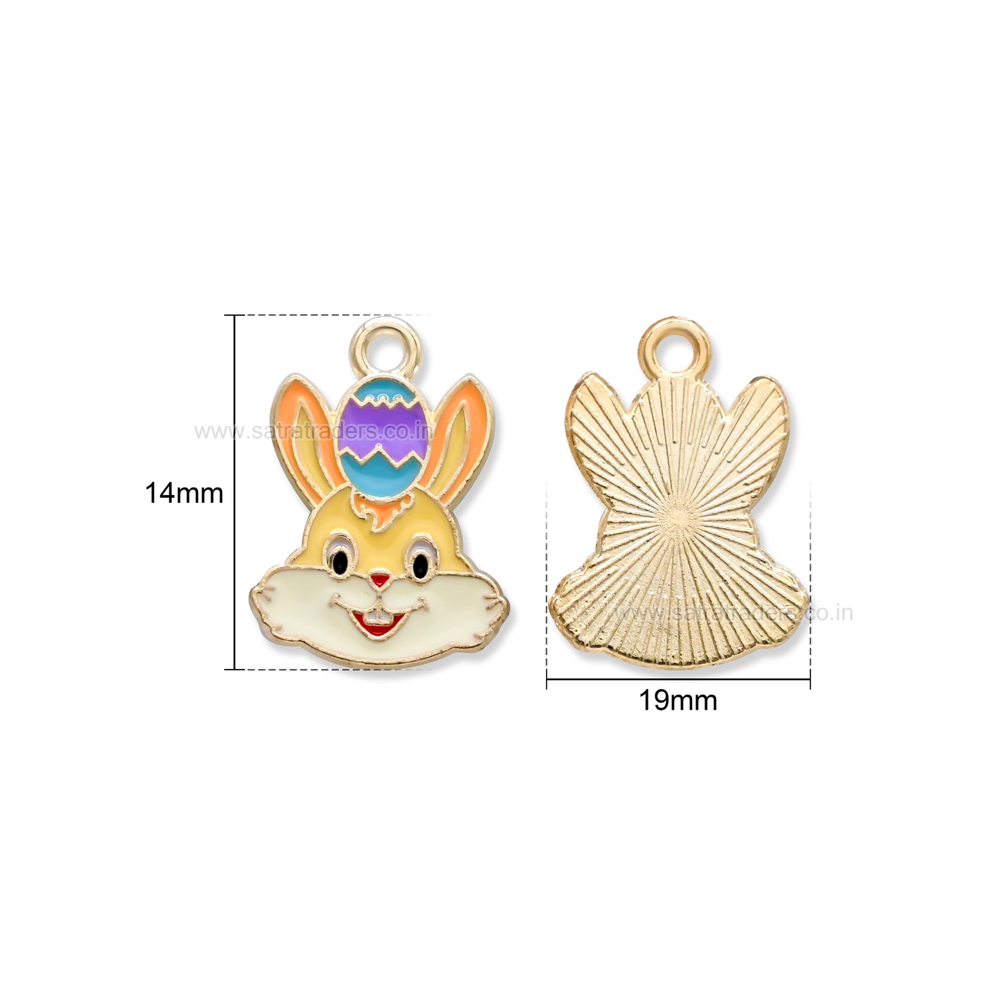 Enamel Easter Bunny Charm with Easter Egg | Size : 14mm | Qty : 10pcs | CHE218