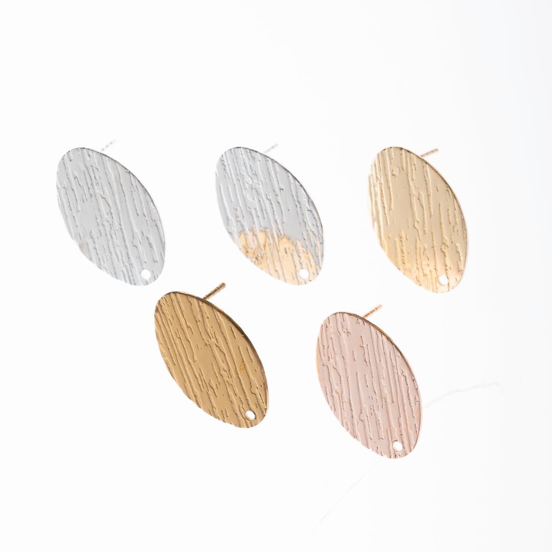 Oval Metal Base Earring Stud (Lines)| Size : 24mm | 6pcs | EF39
