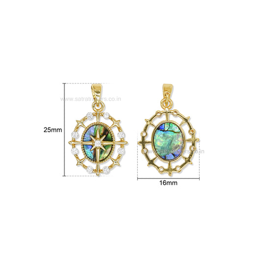 North Star Abalone Anti-Tarnish Charm | Size : 25mm | Qty : 1pc
