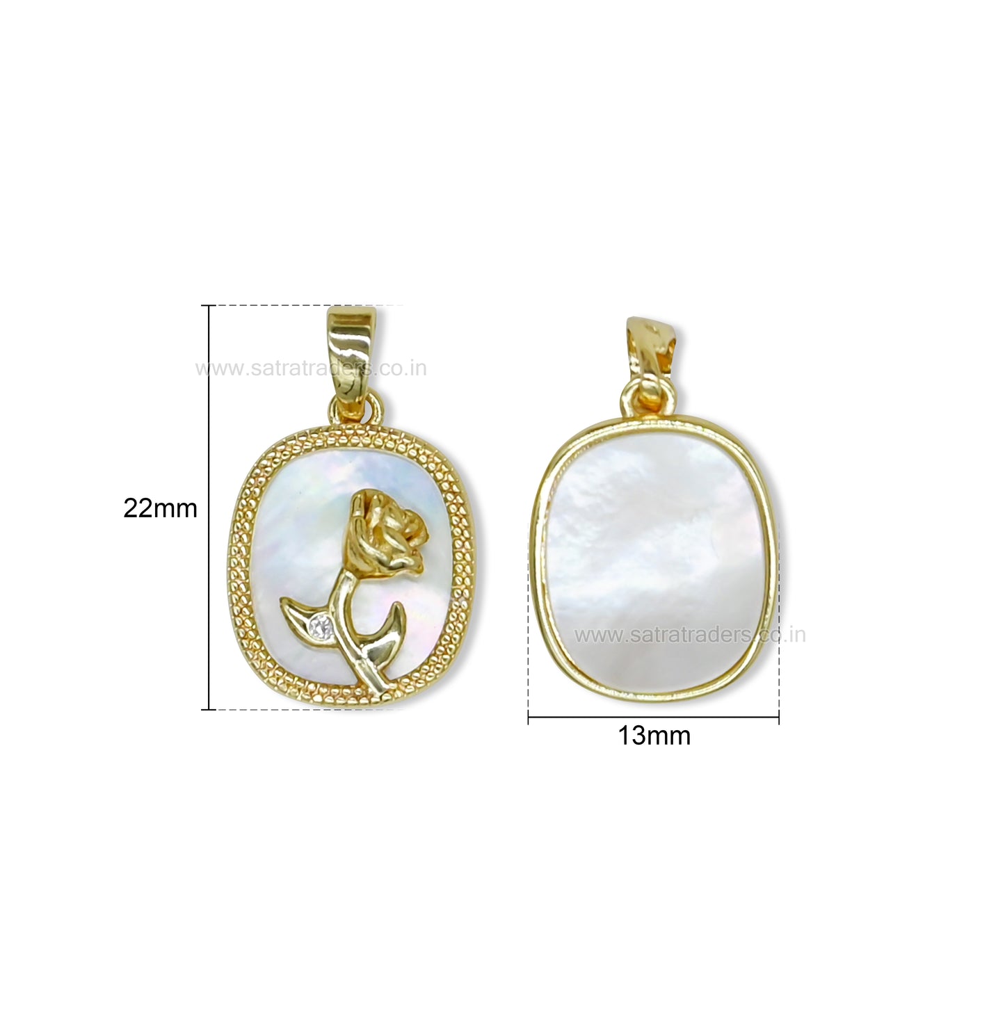 Oval Rose MOP Anti-Tarnish Charm | Size : 22mm | Qty : 1pc