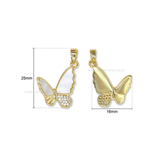 Butterfly MOP Anti-Tarnish Charm | Size : 25mm | Qty : 1pc
