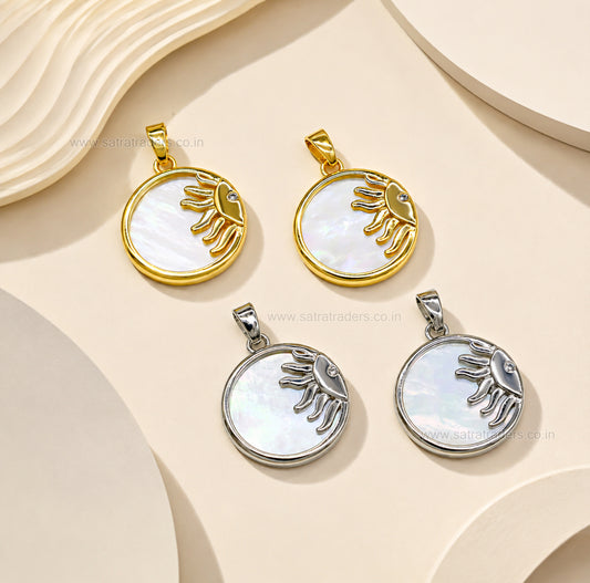 Celestial Sun MOP Anti-Tarnish Charm | Size : 24mm | Qty : 1pc