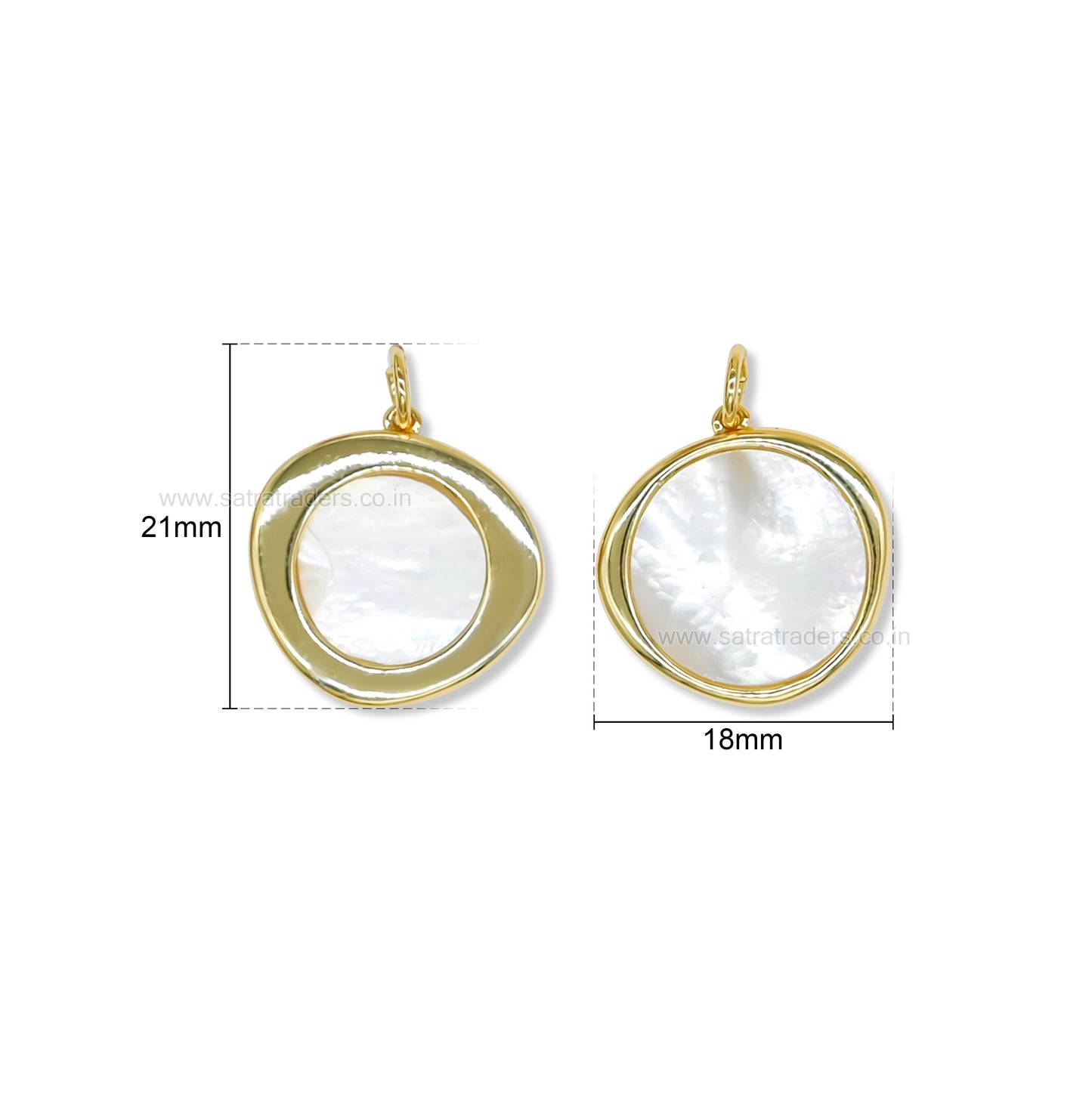 Minimalist Round MOP Anti-Tarnish Charm | Size : 21mm | Qty : 1pc