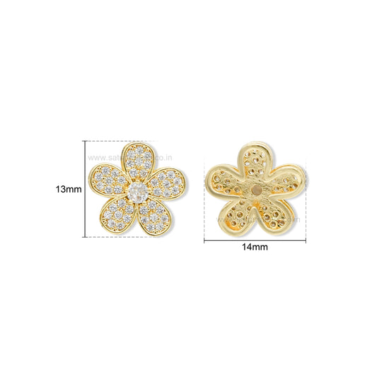 Pave Crystal Flower Anti-Tarnish Charm | Size : 13mm | Qty : 1pc