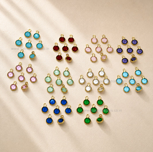 Round Shape Glass Beads with Brass Loop | Qty : 100pcs | Size : 7mmX5mm | GB88