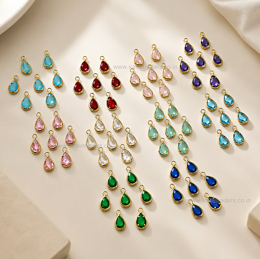 Teardrop Shape Glass Beads with Brass Loop | Qty : 50pcs | Size : 9mmX4mm | GB87