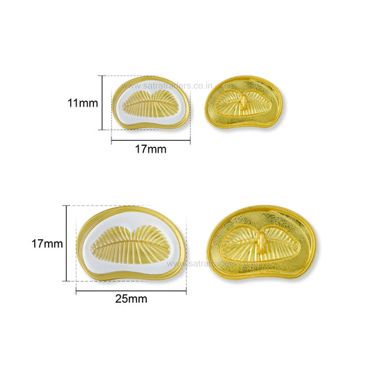 Organic Leaf Shank Button with White Enamel Trim with Loop