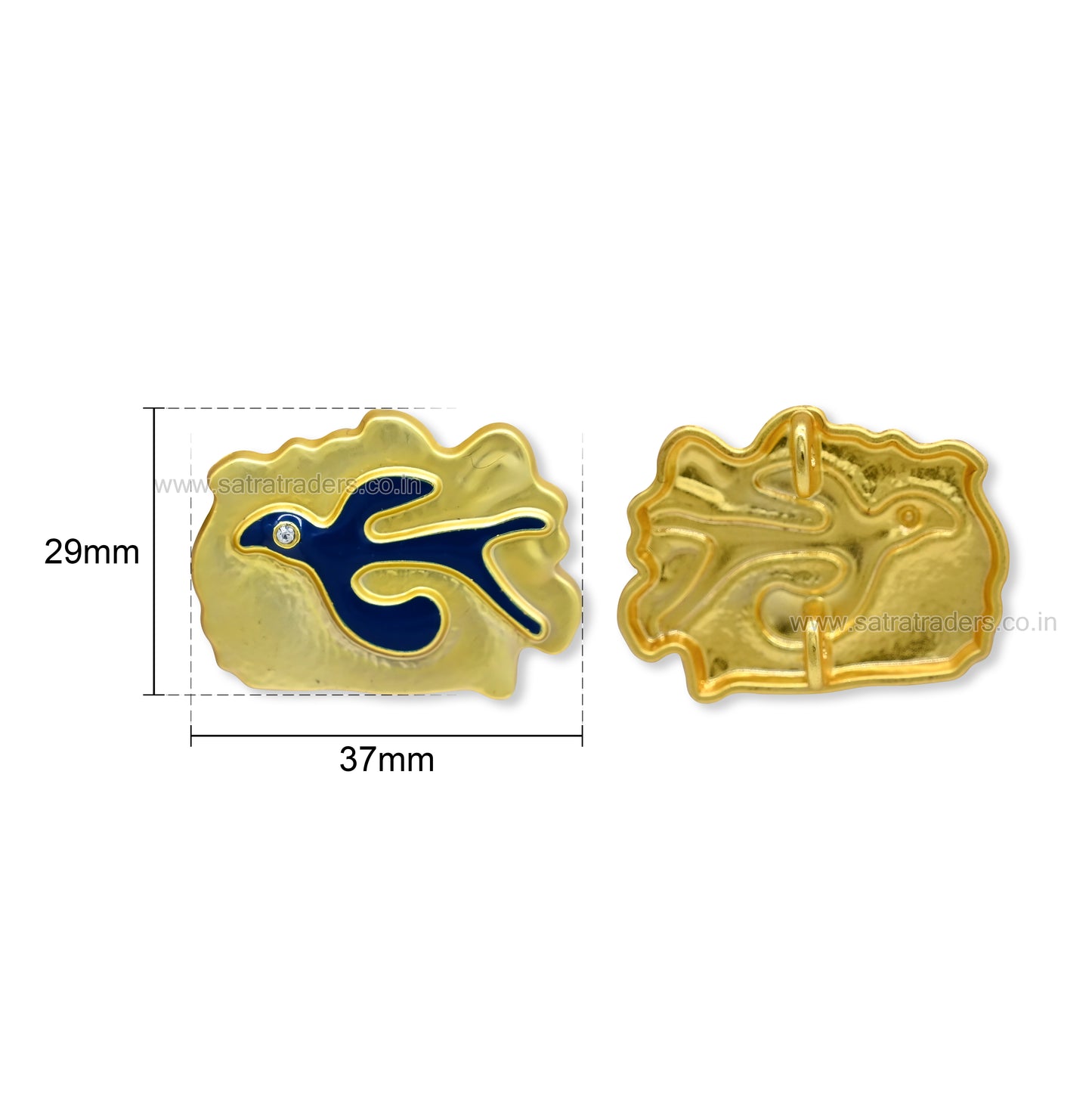 Enamel Flying Bird Plaque Button with 2 Loop | Qty : 2pcs