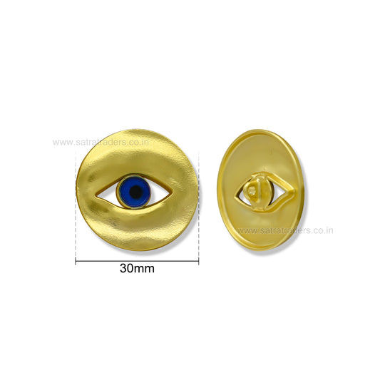 Evil Eye Disc Shank Button with Loop | Qty : 2pcs | G-1-25