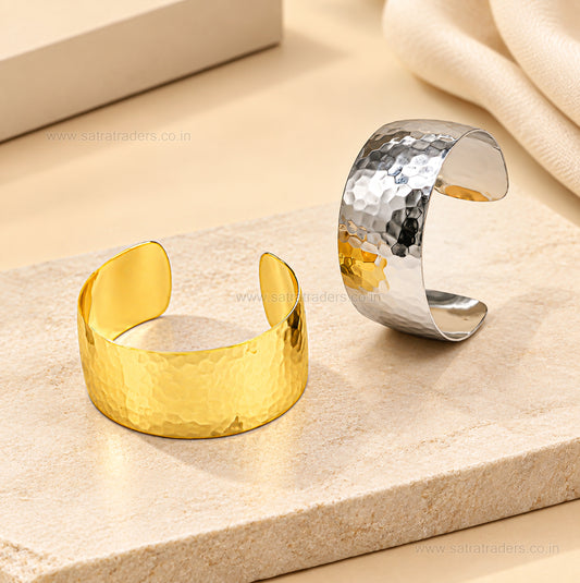 Hammered Statement Broad Brass Kada | 1pc | K122