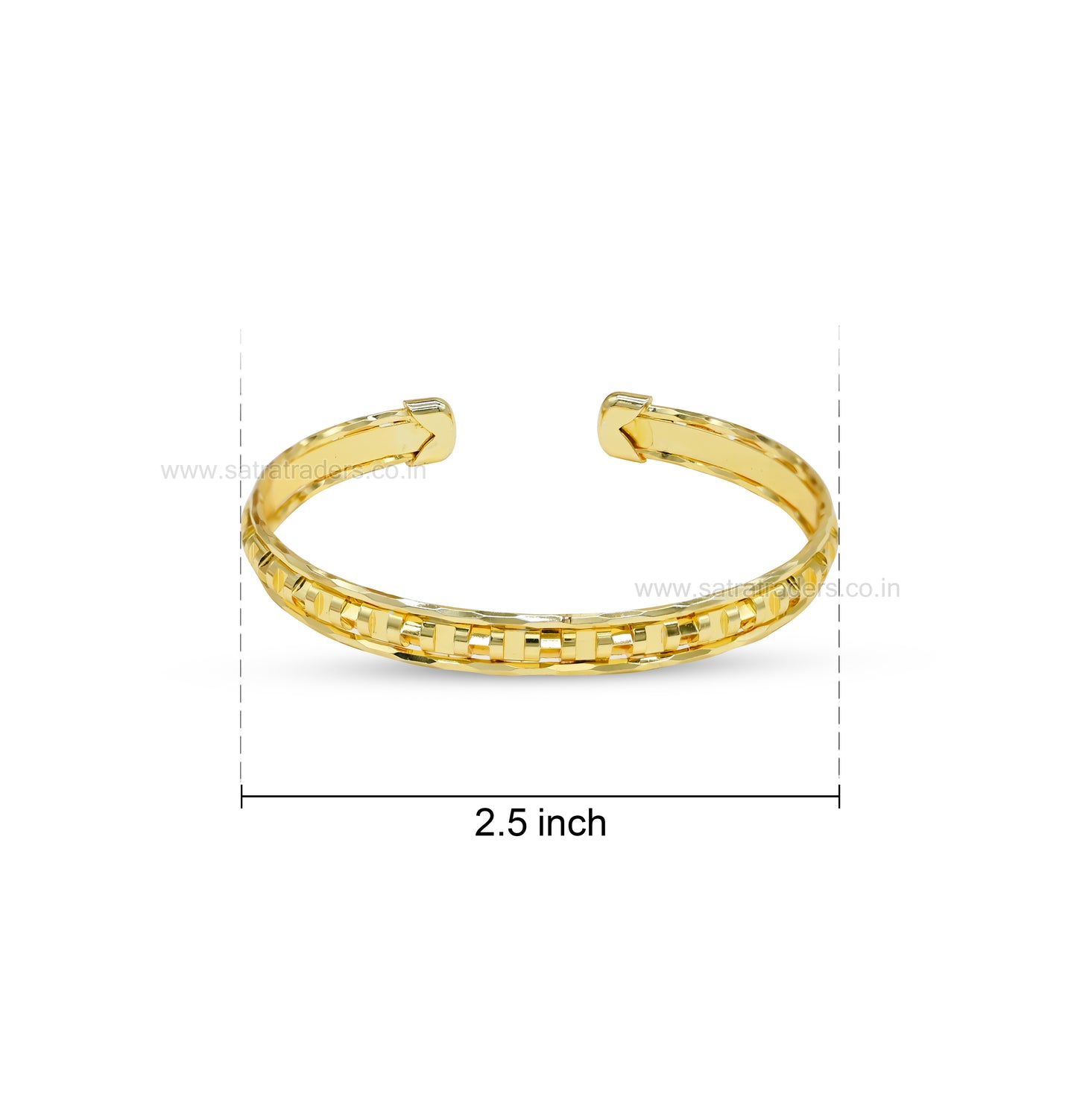 Sleek Diamond-Cut Open Brass Kada | 1pc | K124