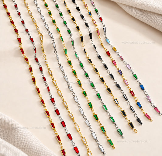 Gemstone Link Brass Chain | Size : 1m | BC1004