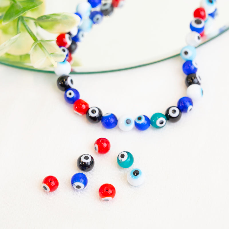 Evil Eye Glass Beads ( 1 String 48pcs) | Size-8mm