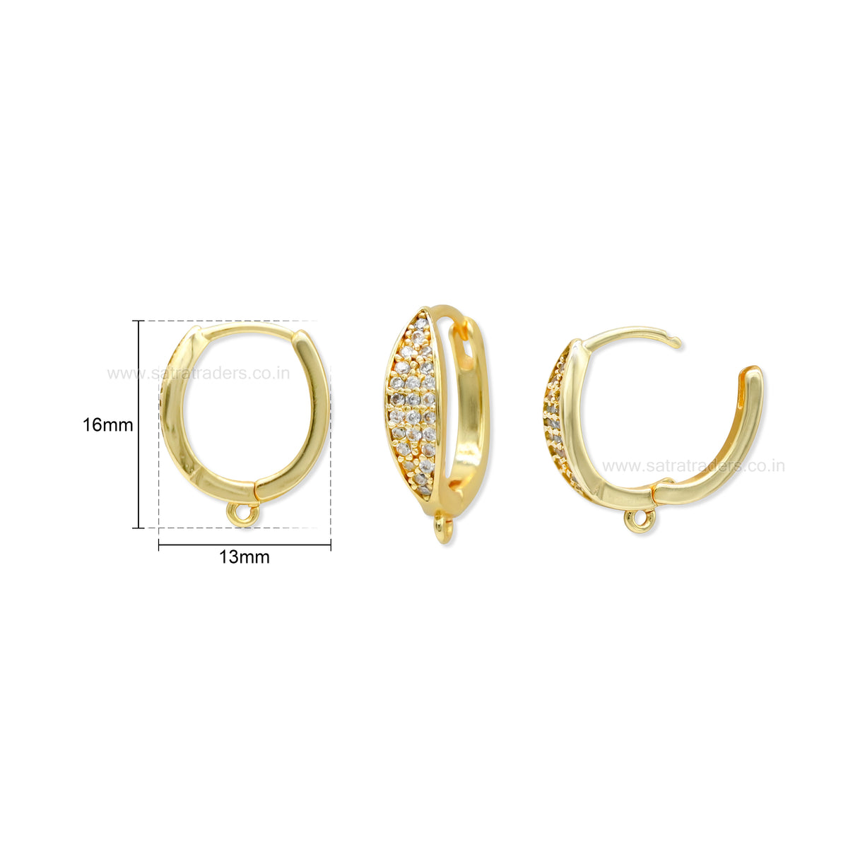 Pave CZ Crystal Huggie Hoop Earring | Size : 16*13mm | Qty : 2pcs-1pair | EF104