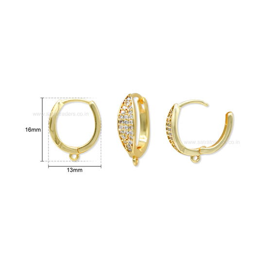 Pave CZ Crystal Huggie Hoop Earring | Size : 16*13mm | Qty : 2pcs-1pair | EF104