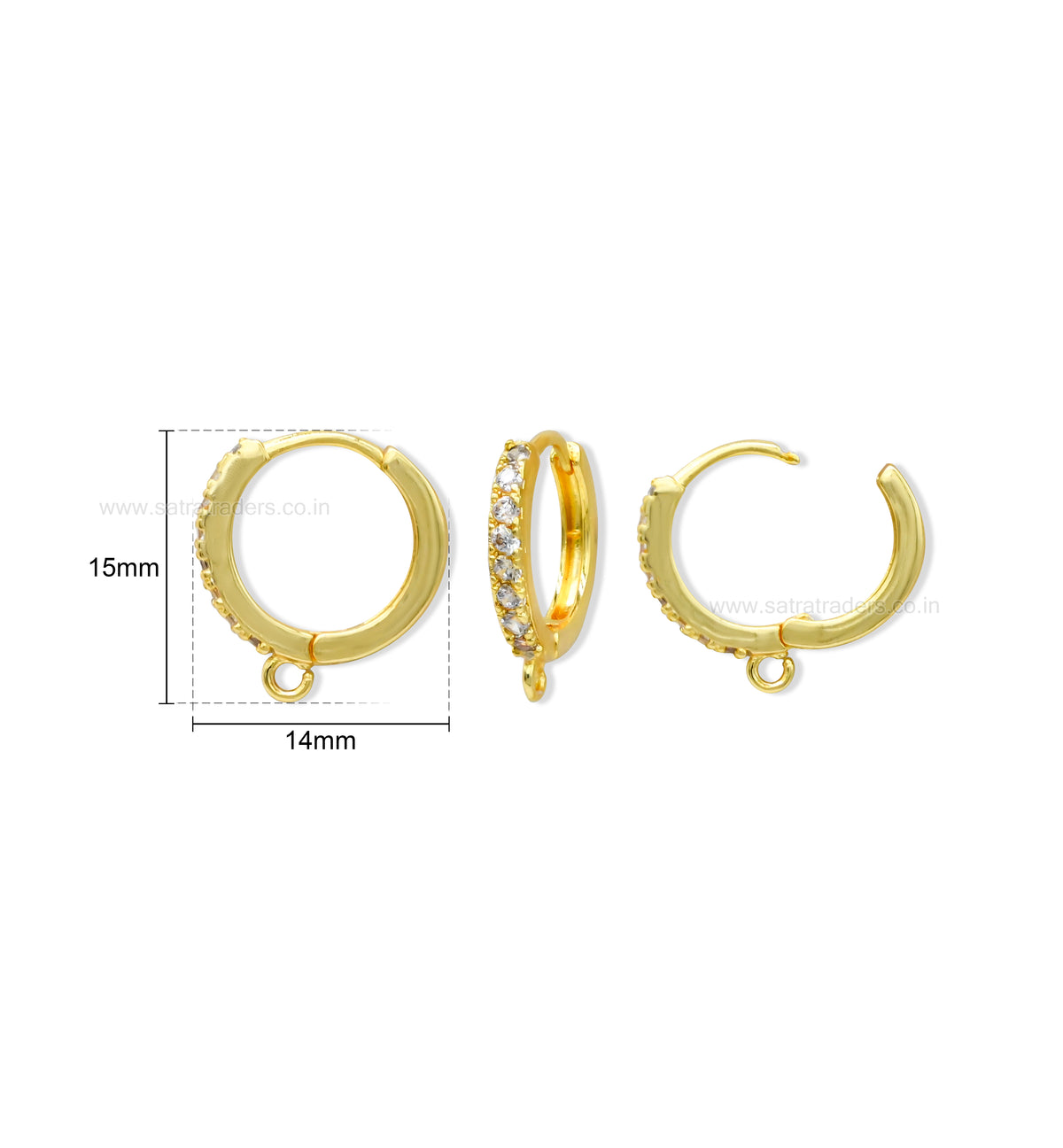 Floral CZ Crystal Huggie Hoop Earring | Size : 15*15mm | Qty : 2pcs-1pair | EF101
