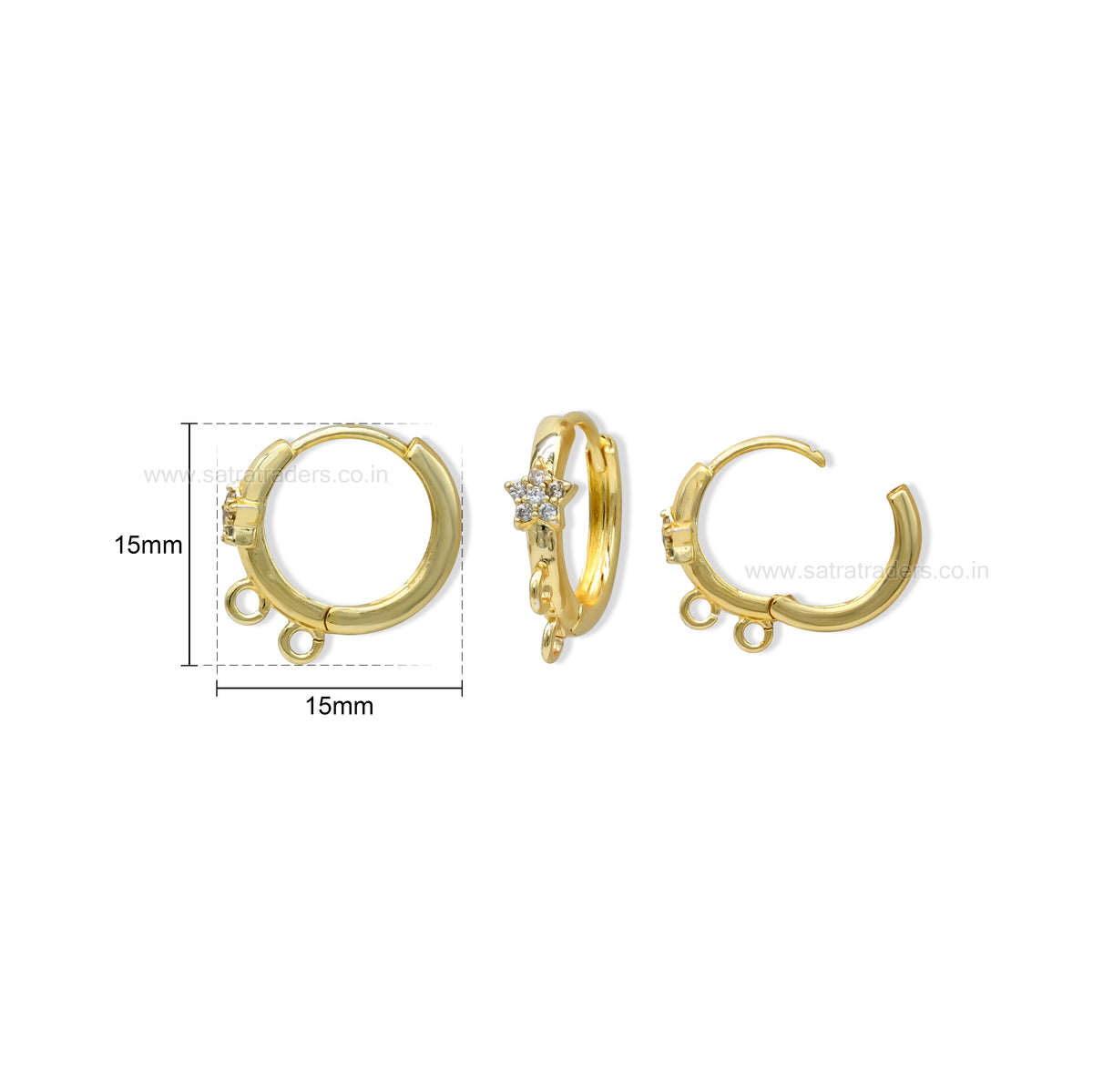Floral CZ Crystal Huggie Hoop Earring | Size : 15*15mm | Qty : 2pcs-1pair | EF100