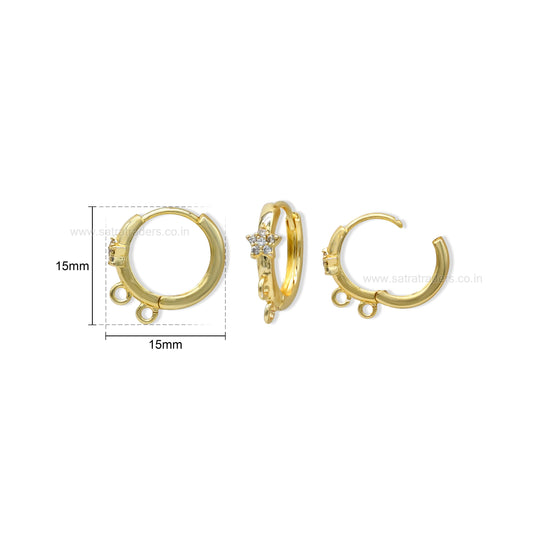 Floral CZ Crystal Huggie Hoop Earring | Size : 15*15mm | Qty : 2pcs-1pair | EF100