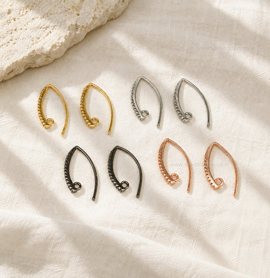 Pave CZ V-Shape French Earring Hooks | Size : 19*10mm | Qty : 2pcs-1pair | EF99
