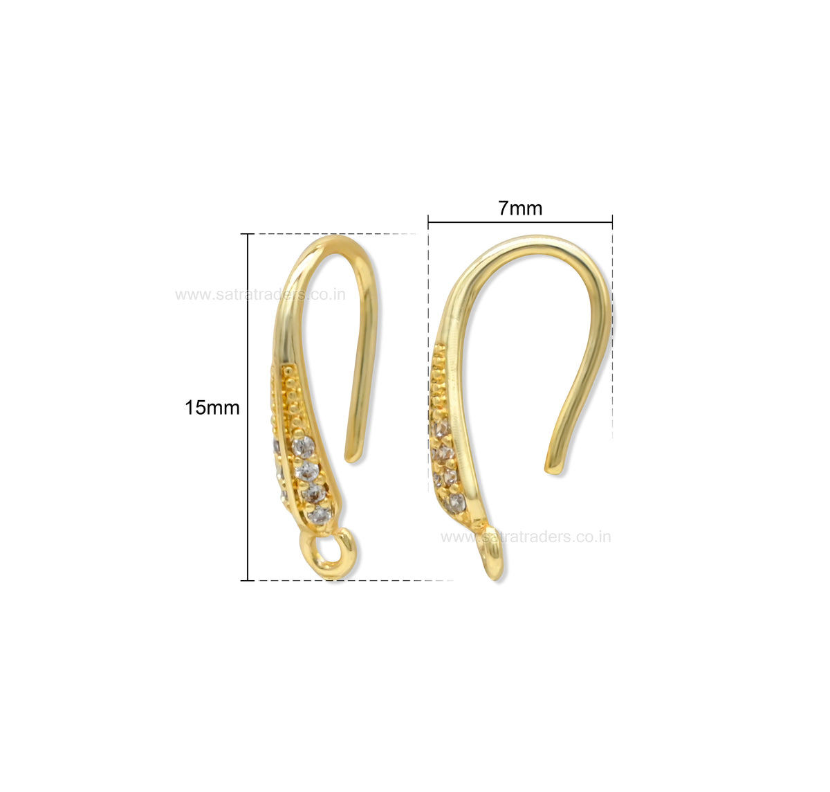 Pave CZ Crystal French Earring Hooks | Size : 15*7mm | Qty : 2pcs-1pair | EF96