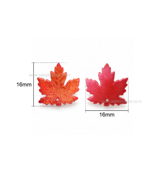 Assorted glass Maple Leaf Charm Beads | Size : 16mm | Qty: 25pcs | GB94