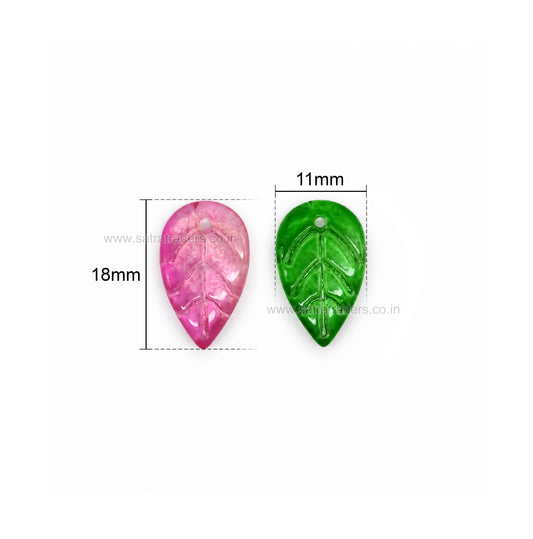 Assorted Glass Teardrop Leaf Charms Beads | Size : 18mm | Qty: 25pcs | GB97