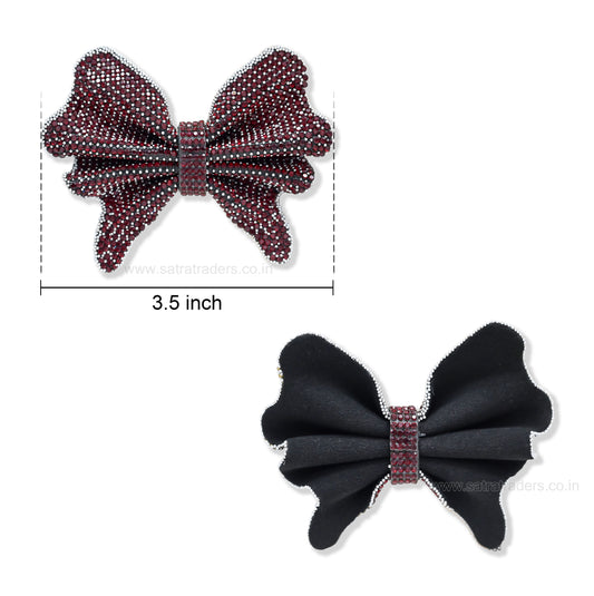 Rhinestone Scalloped Hair Bow Applique | Qty : 1pc | HA34