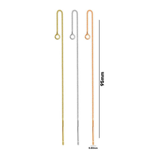 18k Brass Ear Threads Earrings Findings | Size : 95mm | Qty : 6pcs | EF38