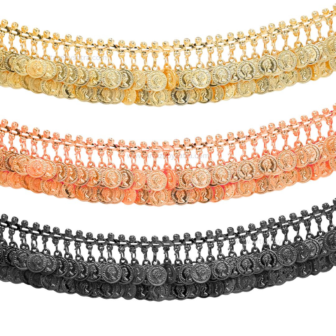 Semi Coin Tassel Choker Necklace | Size : 8inch | Qty : 1pc