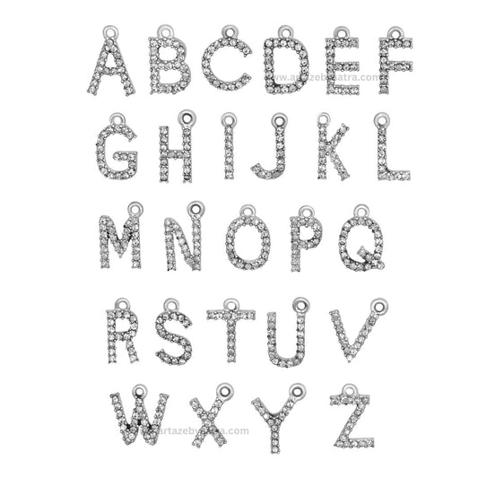 Alphabet Diamond Charms | Qty : 10pcs | Golden/Silver
