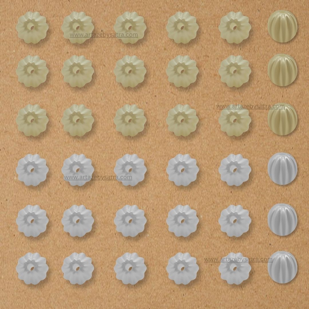 Round Pumpkin Plastic Pearl Beads | 2 Hole Lining Beads | Qty : 500g | PC60