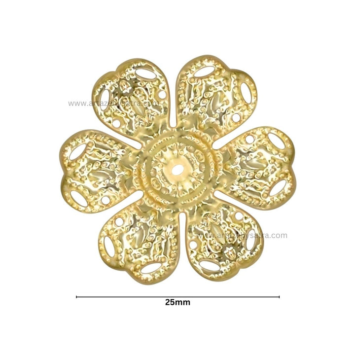 1 Hole Metal Art Flower  | Size : 25mm | 100pcs | MA209