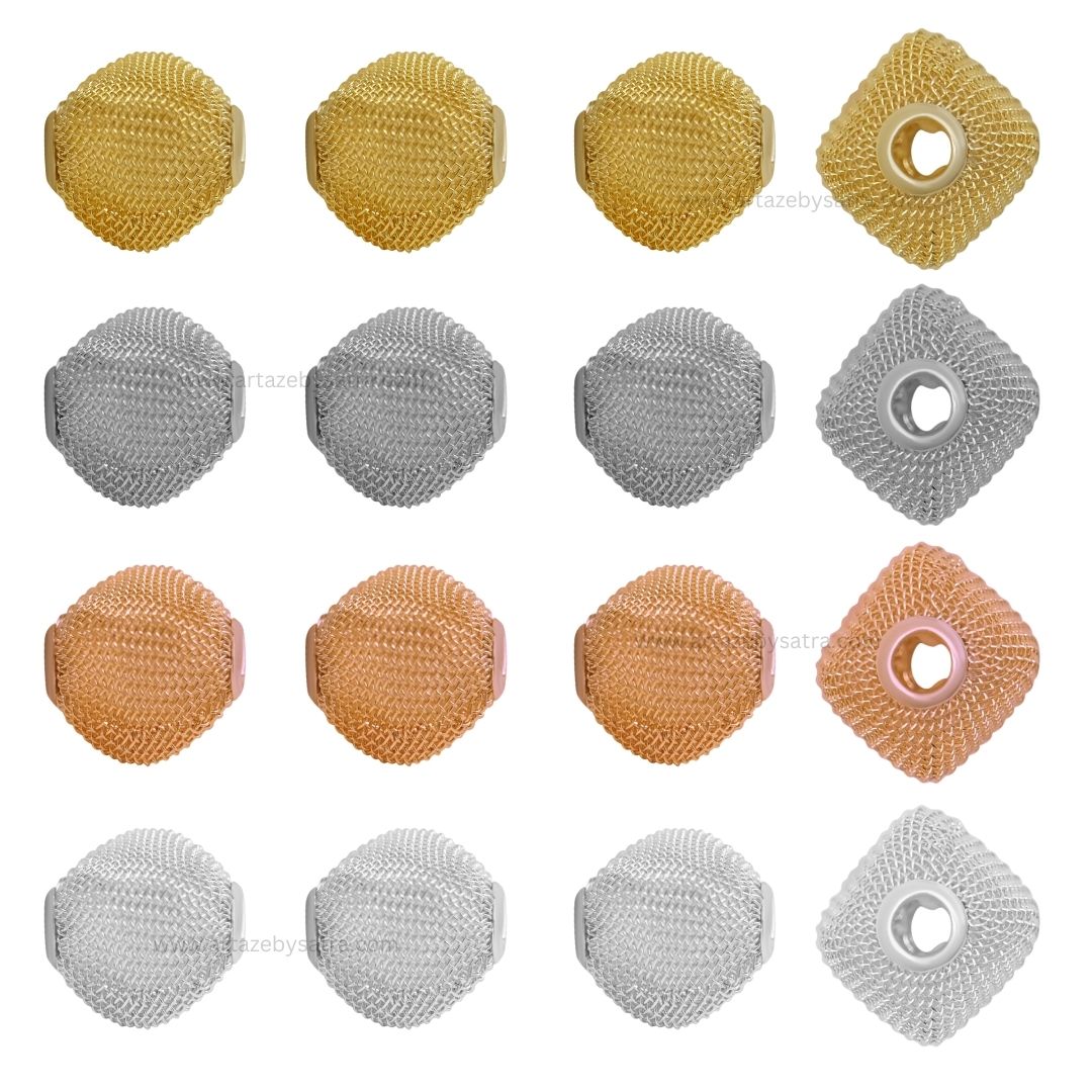 2 Hole Metal Round Shape Ball | Size : 14,18,24mm | Qty : 20pcs | MA349