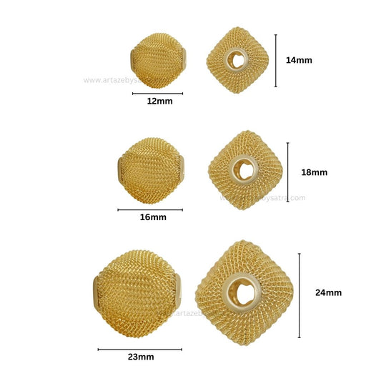 2 Hole Metal Round Shape Ball | Size : 14,18,24mm | Qty : 20pcs | MA349