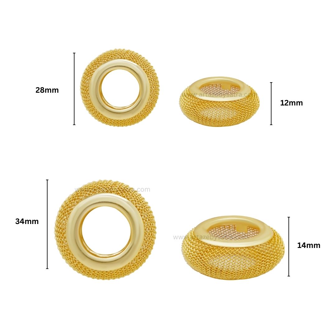Golden Metal Oval Shape | Size : 12mm,14mm | Qty : 10pcs | MA353