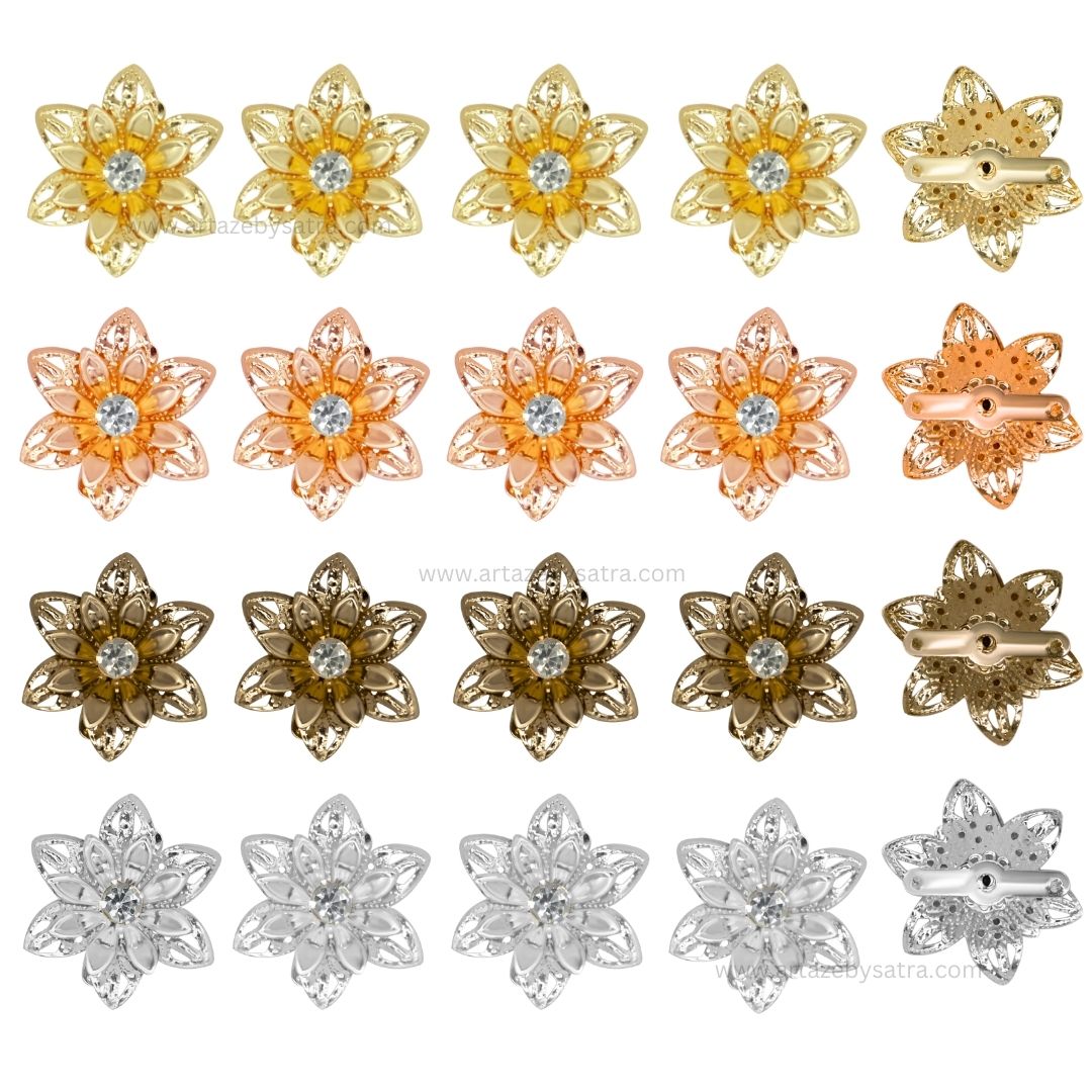 Stone Flower Metal Art | Size : 27mm | Qty : 20pcs | MA368