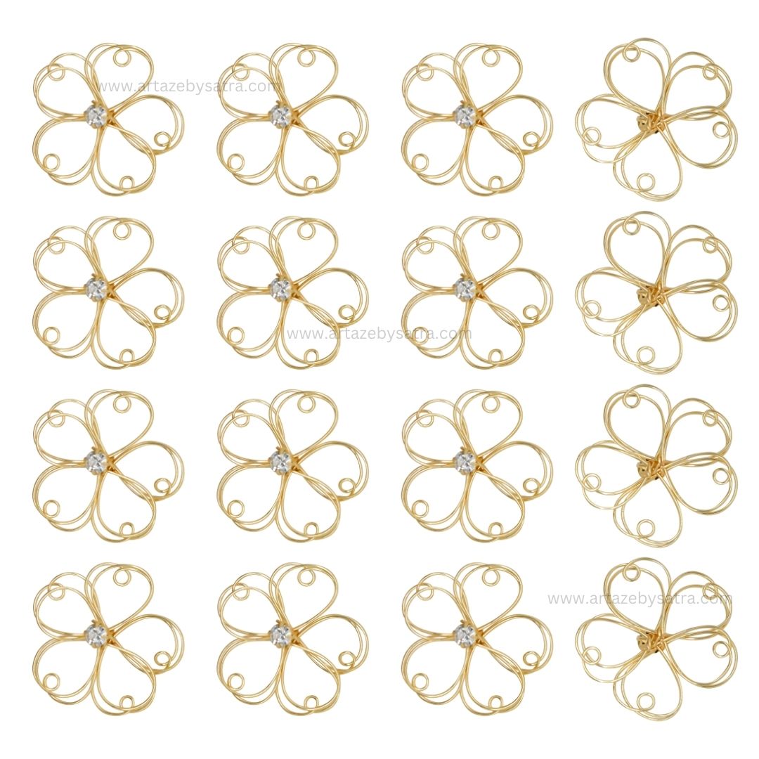Stone Flower Metal Art | Size : 43mm | Qty : 10pcs | MA370