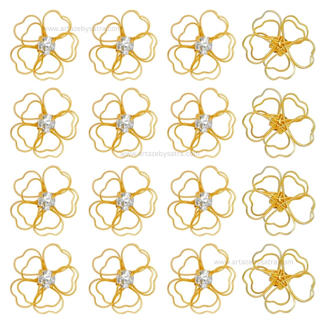 Stone Flower Metal Art | Size : 23mm | Qty : 20pcs | MA371