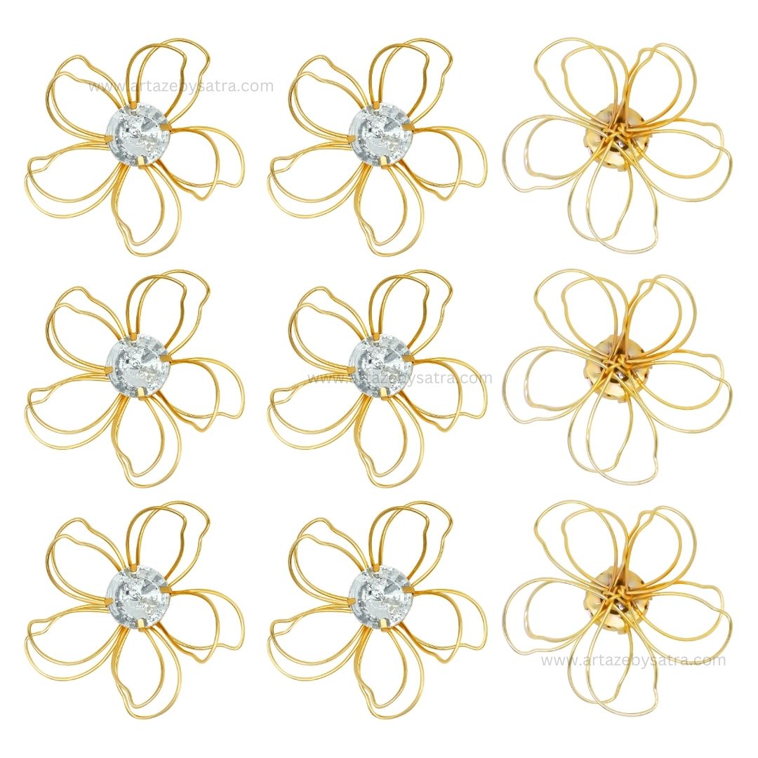 Stone Flower Metal Art | Size : 62mm | Qty : 6pcs | MA372