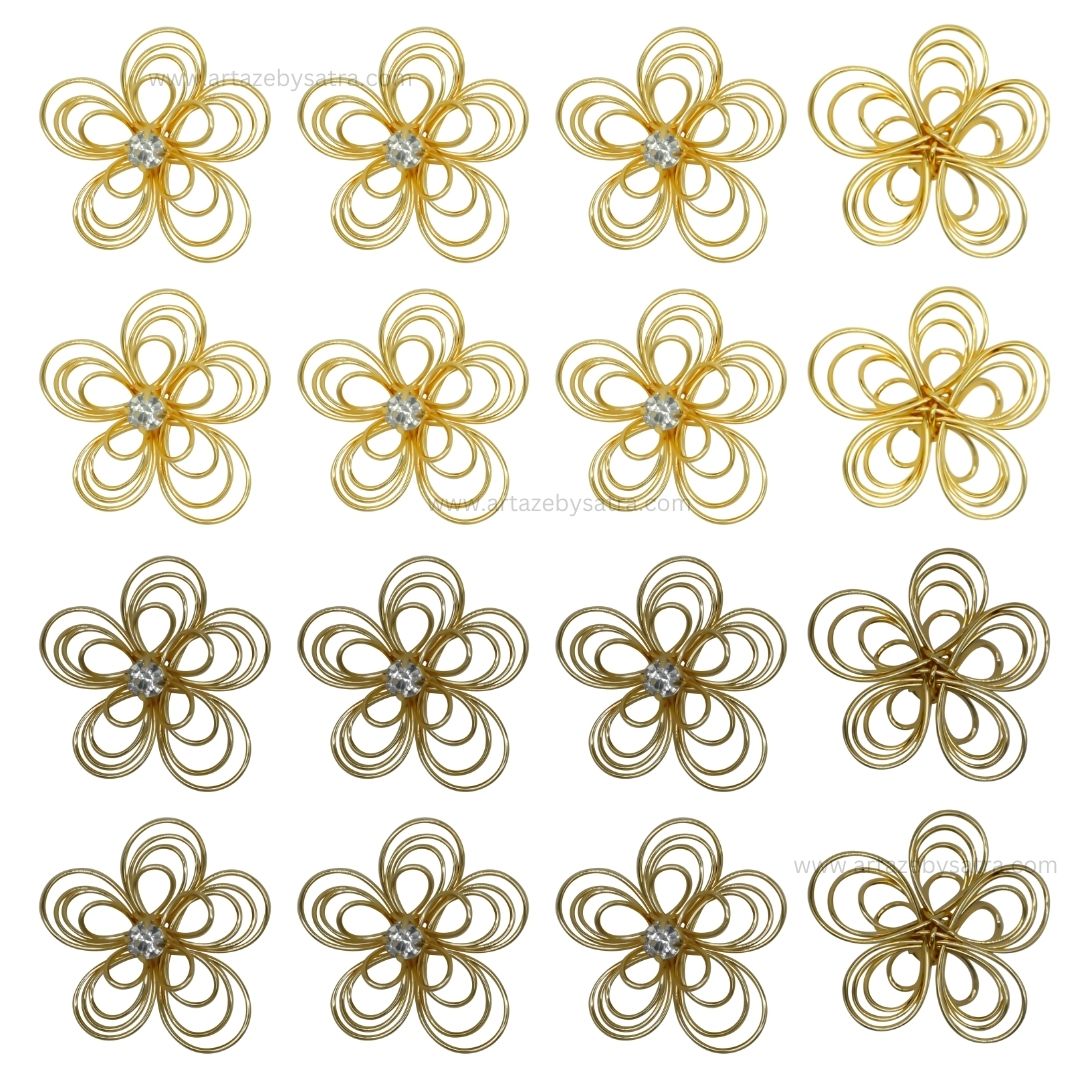Stone Flower Metal Art | Size : 38mm | Qty : 10pcs | MA23