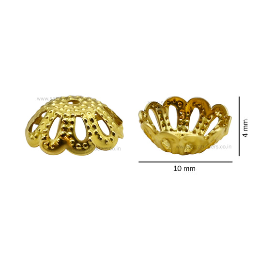 Designer Metal Beads Cap | Size :W-10mm H-4mm | Qty : 500g | MC17