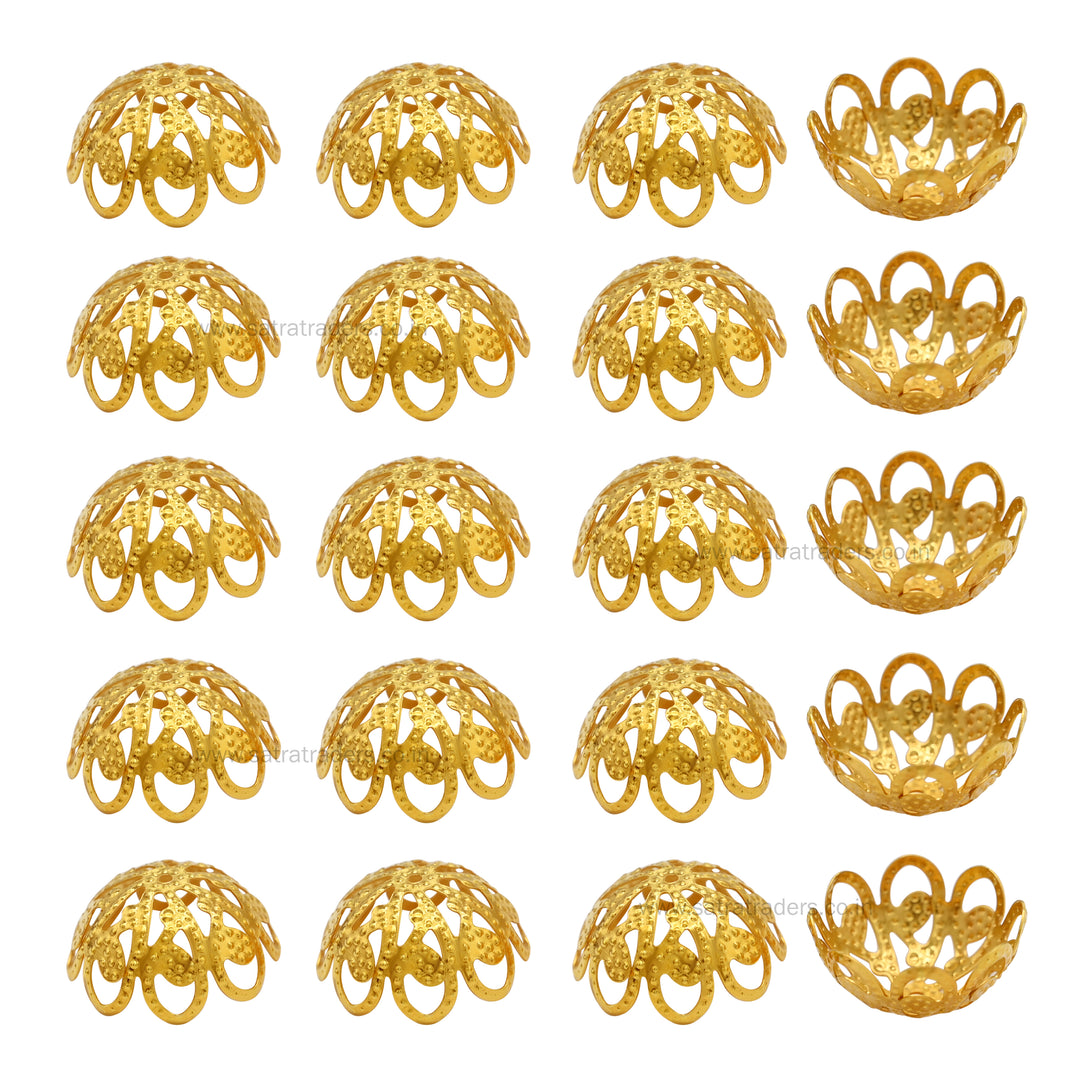 Designer Metal Beads Cap | Size : W-20mm H-12mm | Qty : 500g | MC30