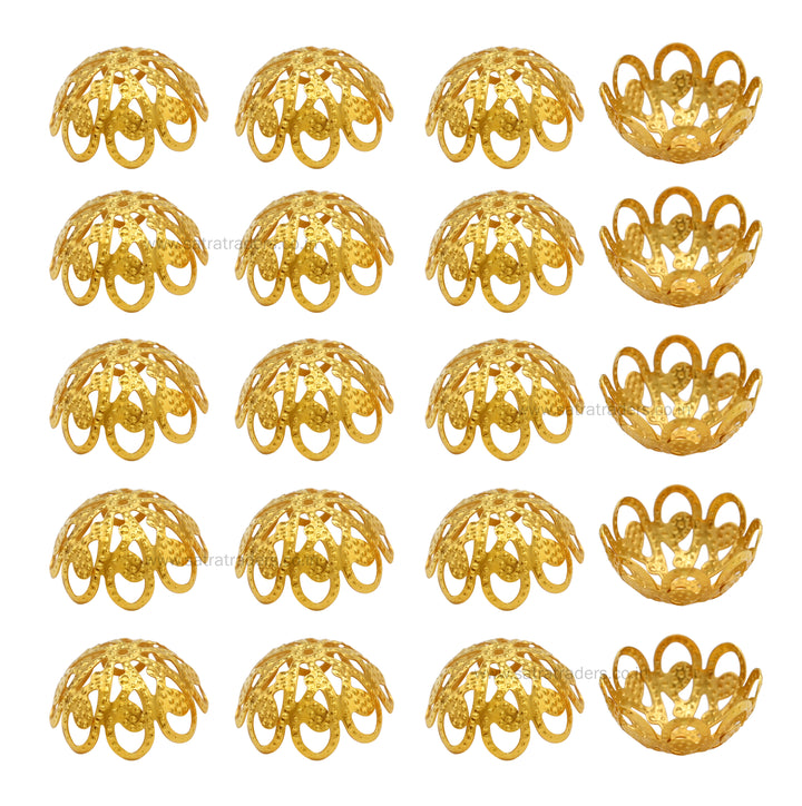 Designer Metal Beads Cap | Size : W-20mm H-12mm | Qty : 500g | MC30