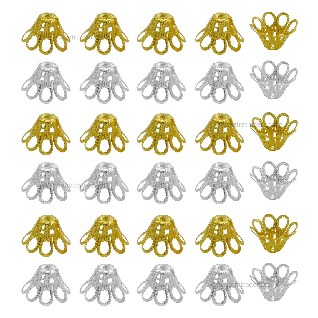 Designer Metal Beads Cap | Size : W-15mm H-9mm | Qty : 500g | MC35