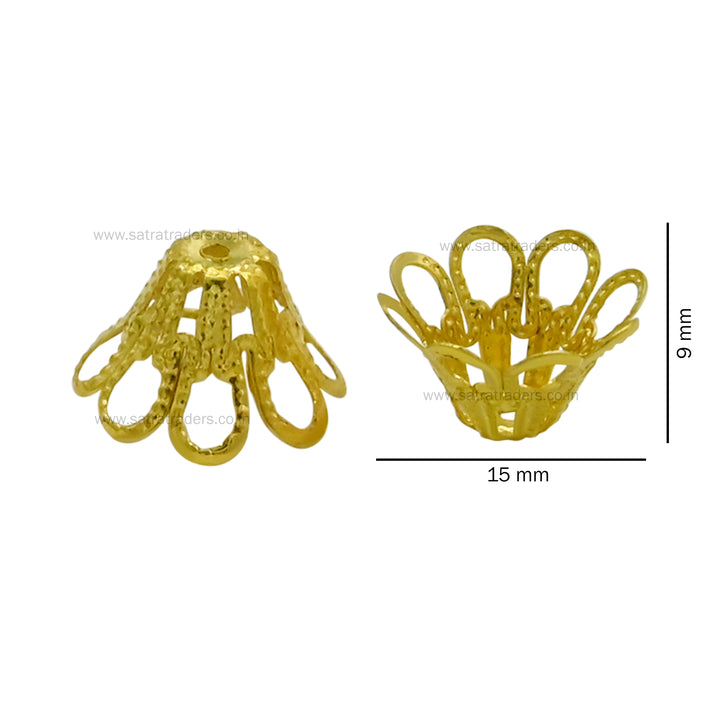 Designer Metal Beads Cap | Size : W-15mm H-9mm | Qty : 500g | MC35