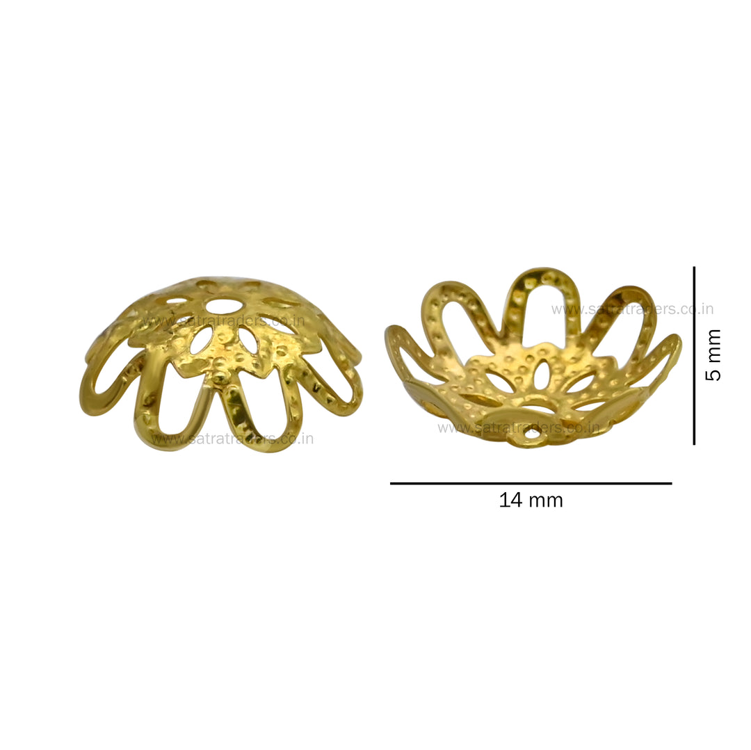 Designer Metal Beads Cap | Size : W-14mm H-5mm| Qty : 500g | MC41